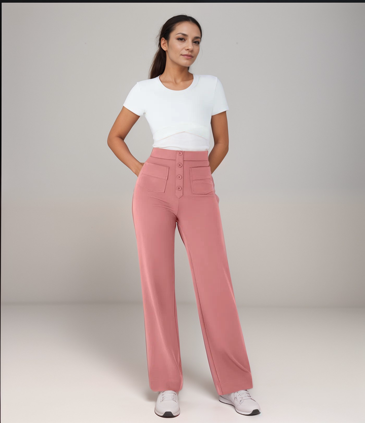 Noa | Elastische broek met hoge taille | 1+1 GRATIS